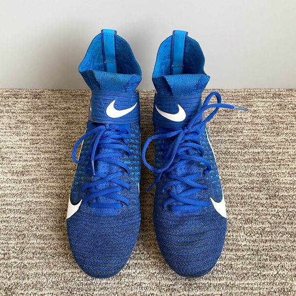 Men's 9.5 Nike Alpha Menace Elite 2 Flyknit Mid Football Cleats Blue - Picture 2 of 6